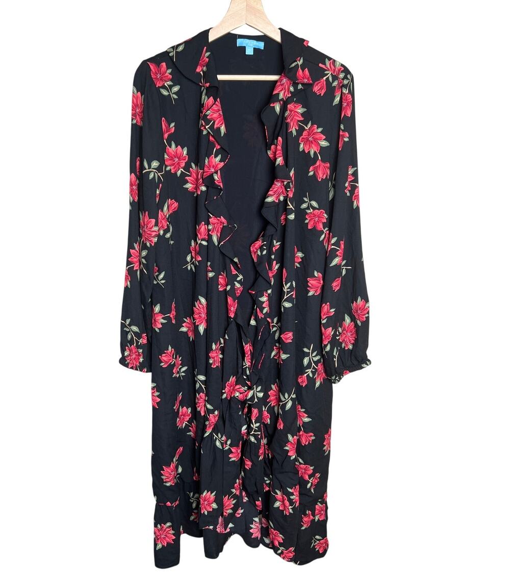 Draper James RSVP XL Polyester Long Sleeve Ruffle Midi Dress